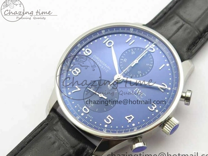 MIROTIME 0724 Timeless Portuguese Chrono IW371606 ZF 1:1 Best Edition Blue Dial on Black Leather Strap A 7099